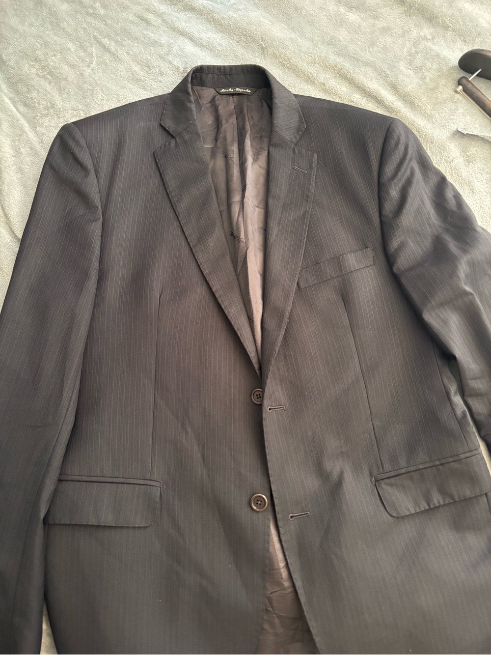 Ermenegildo Zegna Charcoal Pinstripe Two-Button Suit Jacket